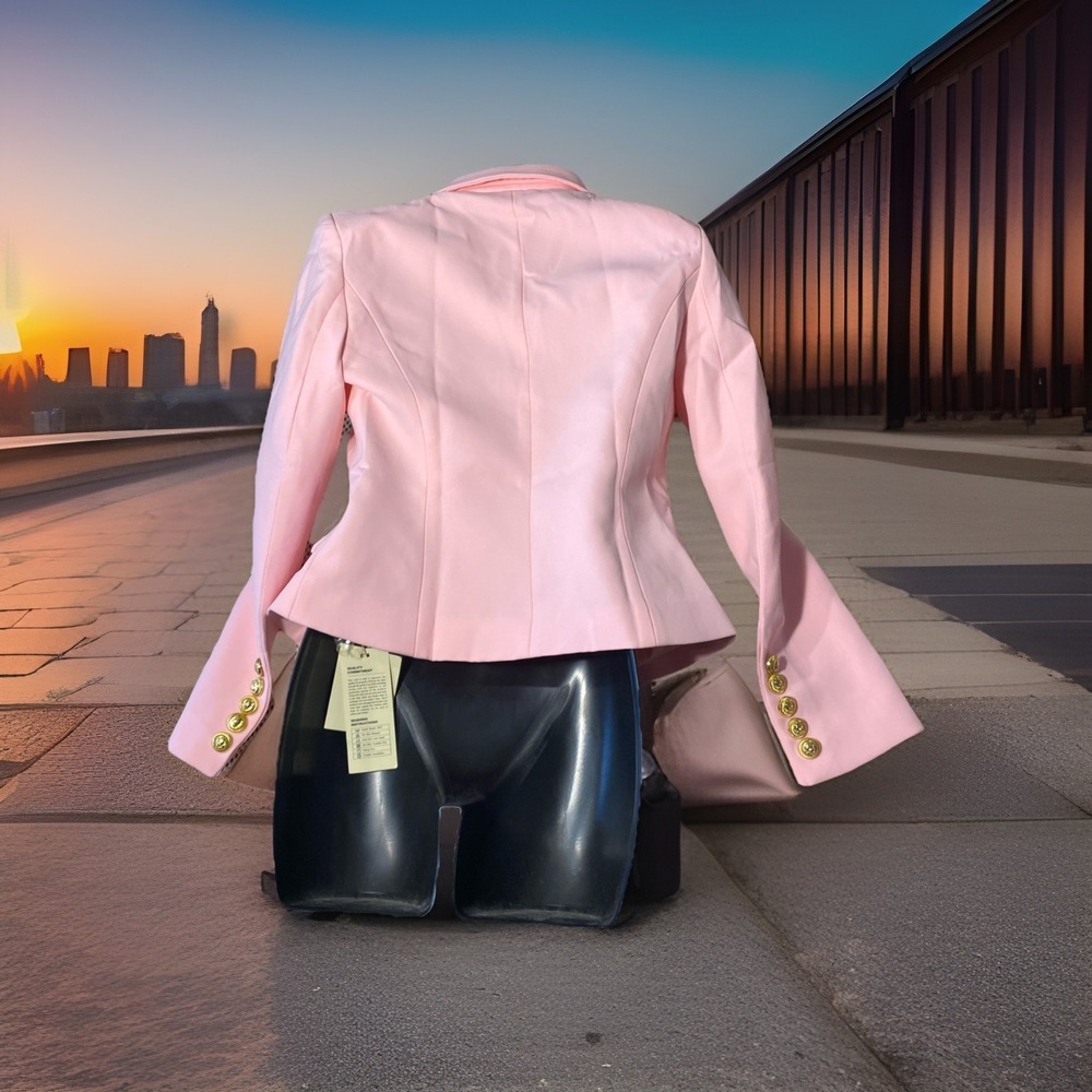 O'dressy pink Blazer Medium Light Big Gold Accent Buttons 75% Cotton - Picture 4 of 4